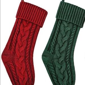 Red and Green Knit Christmas Stockings